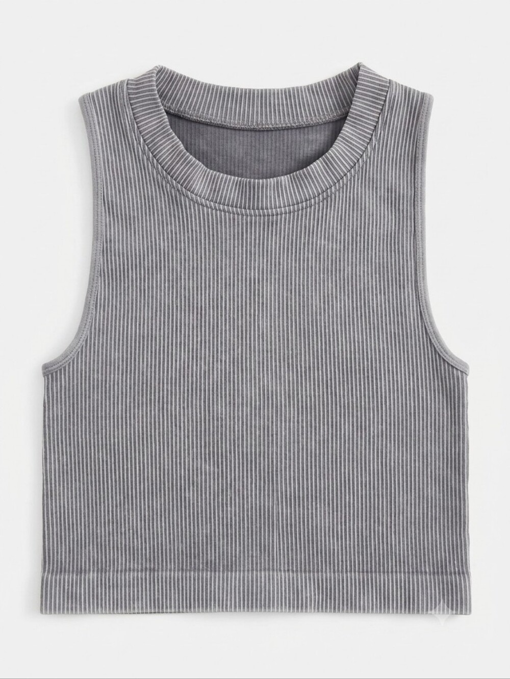 OQQ Gray Ribbed High Neck Cropped Tank Top Size Small